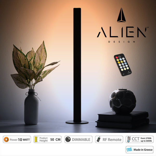 ALIEN-DIVA-BLACK-50-10 ALIEN Design DIVA Μοντέρνο Minimal Nordic Μεταλλικό Φωτιστικό Επιτραπέζιο - Πορτατίφ - Λαμπατέρ Μαύρο LED 10W 1500lm με Ασύρματο Χειριστήριο RF & Dimmer IP20 CCT Θερμό 2700 K έως Ψυχρό 6000K Μ3 x Π1.6 x Υ50cm