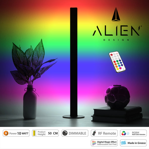 ALIEN Design DIVA Moderne, minimalistische Tischlampe aus nordischem Metall, LED 10 W, 1500 lm mit drahtloser RF-Steuerung und Dimmer IP20, mehrfarbig, RGBW, digital, mit aktuellen Effekten