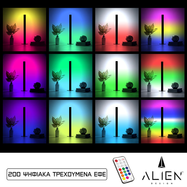 ALIEN-DIVA-BLACK-50-11 ALIEN Design DIVA Μοντέρνο Minimal Nordic Μεταλλικό Φωτιστικό Επιτραπέζιο - Πορτατίφ - Λαμπατέρ Μαύρο LED 10W 1500lm με Ασύρματο Χειριστήριο RF & Dimmer IP20 Πολύχρωμο RGBW Ψηφιακή με Τρεχούμενα Εφέ  Μ3 x Π1.6 x Υ50cm