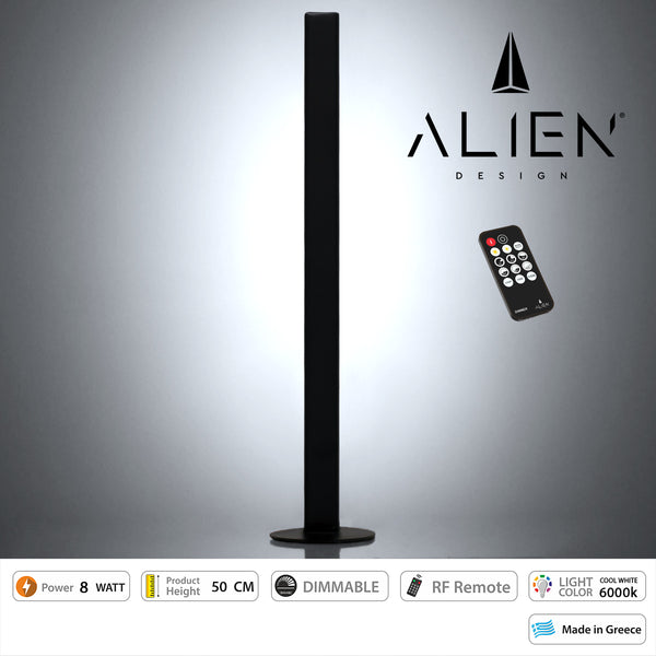 ALIEN-DIVA-BLACK-50-1 ALIEN Design DIVA Μοντέρνο Minimal Nordic Μεταλλικό Φωτιστικό Επιτραπέζιο - Πορτατίφ - Λαμπατέρ Μαύρο LED 8W 1120lm με Ασύρματο Χειριστήριο RF & Dimmer IP20 Ψυχρό Λευκό 6000K Μ3 x Π1.6 x Υ50cm