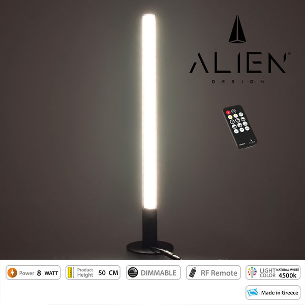 ALIEN-DIVA-BLACK-50-2 ALIEN Design DIVA Μοντέρνο Minimal Nordic Μεταλλικό Φωτιστικό Επιτραπέζιο - Πορτατίφ - Λαμπατέρ Μαύρο LED 8W 1040lm με Ασύρματο Χειριστήριο RF & Dimmer IP20 Φυσικό Λευκό 4500K Μ3 x Π1.6 x Υ50cm