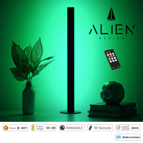 ALIEN Design DIVA Moderne minimalistische nordische Metall-Tischlampe, LED 8 W 800 lm mit RF-Wireless-Steuerung und Dimmer IP20 Grün