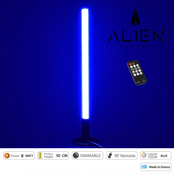 ALIEN-DIVA-BLACK-50-6 ALIEN Design DIVA Μοντέρνο Minimal Nordic Μεταλλικό Φωτιστικό Επιτραπέζιο - Πορτατίφ - Λαμπατέρ Μαύρο LED 8W 800lm με Ασύρματο Χειριστήριο RF & Dimmer IP20 Μπλε Μ3 x Π1.6 x Υ50cm