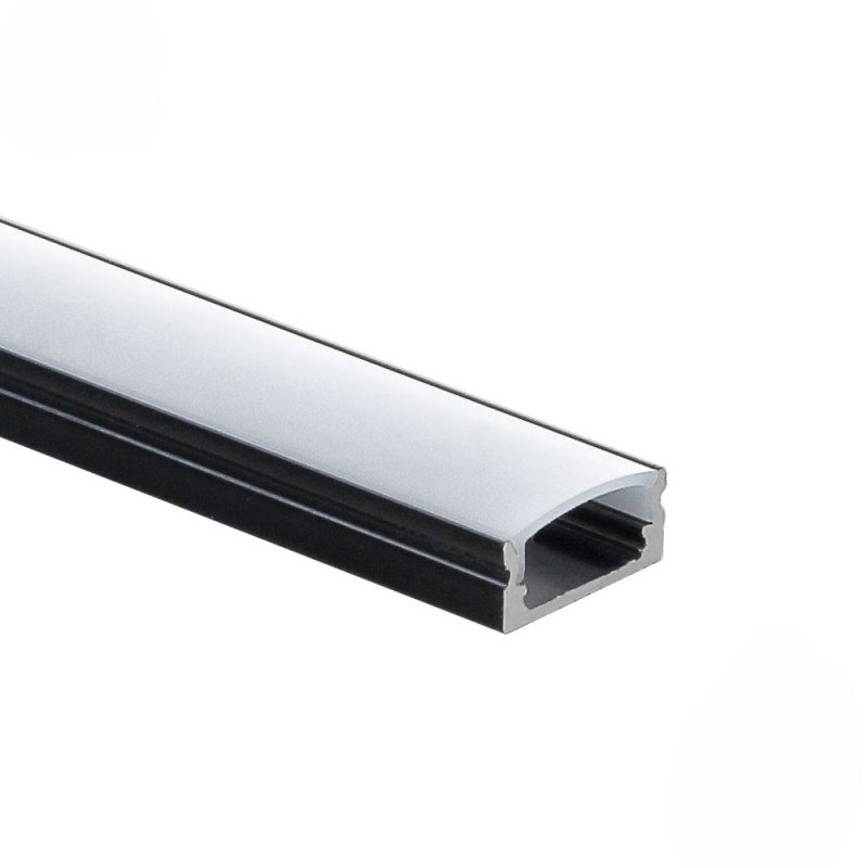 EuroSpot Προφίλ Αλουμινίου Μαύρο Ταινίας Led L=2m 17.4x7mm NW=12.4mm Γαλακτερό Κάλυμμα