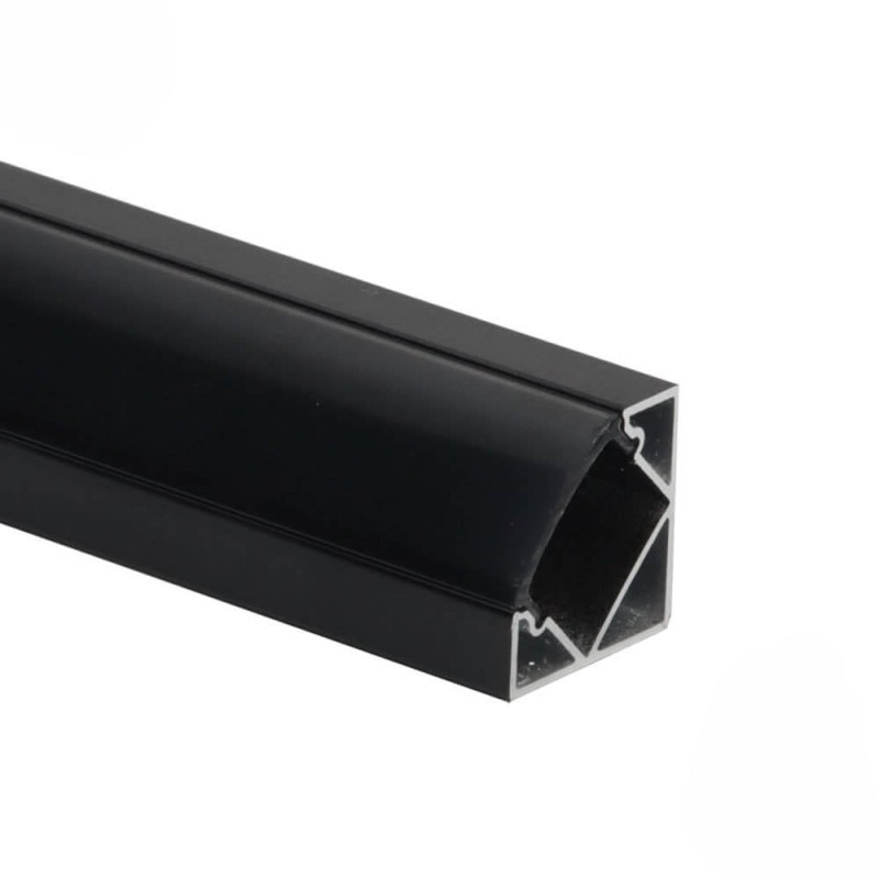 EuroSpot Προφίλ Αλουμινίου Γωνιακό Μαύρο Ταινίας Led L=2m 19x19mm NW=12mm Μαύρο Κάλυμμα