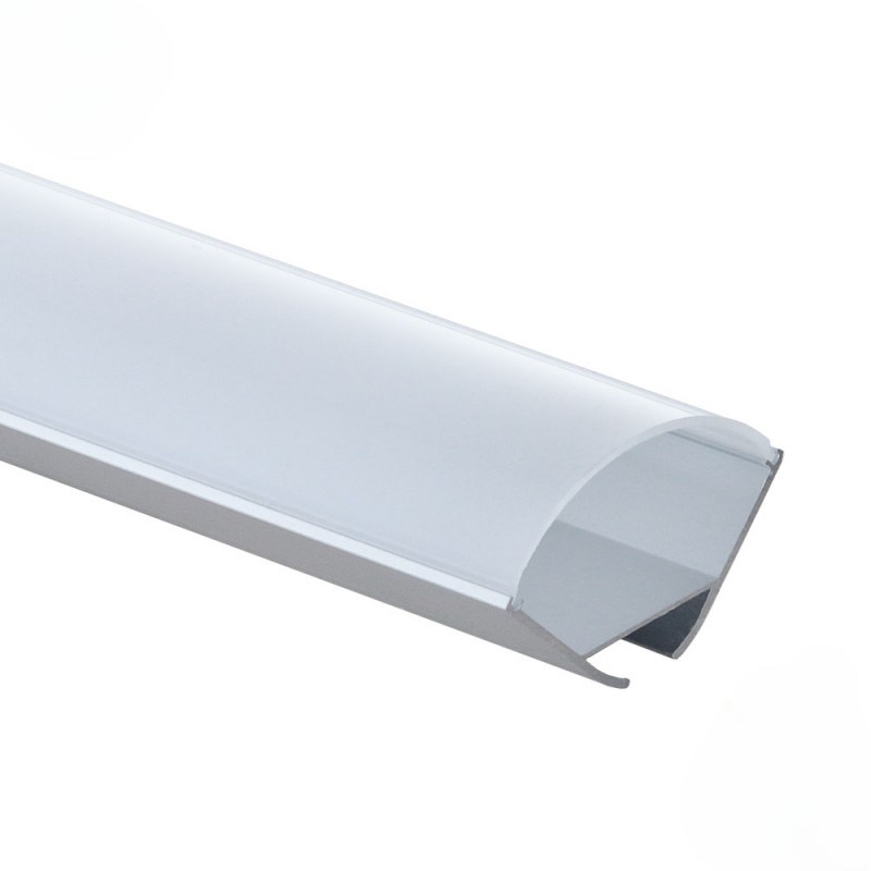 EuroSpot Προφίλ Αλουμίνιου Καμπύλο Ασημί Για Led Ταινίες L=2m 23.5x23.5mm NW=20mm Γαλακτερό Κάλυμμα