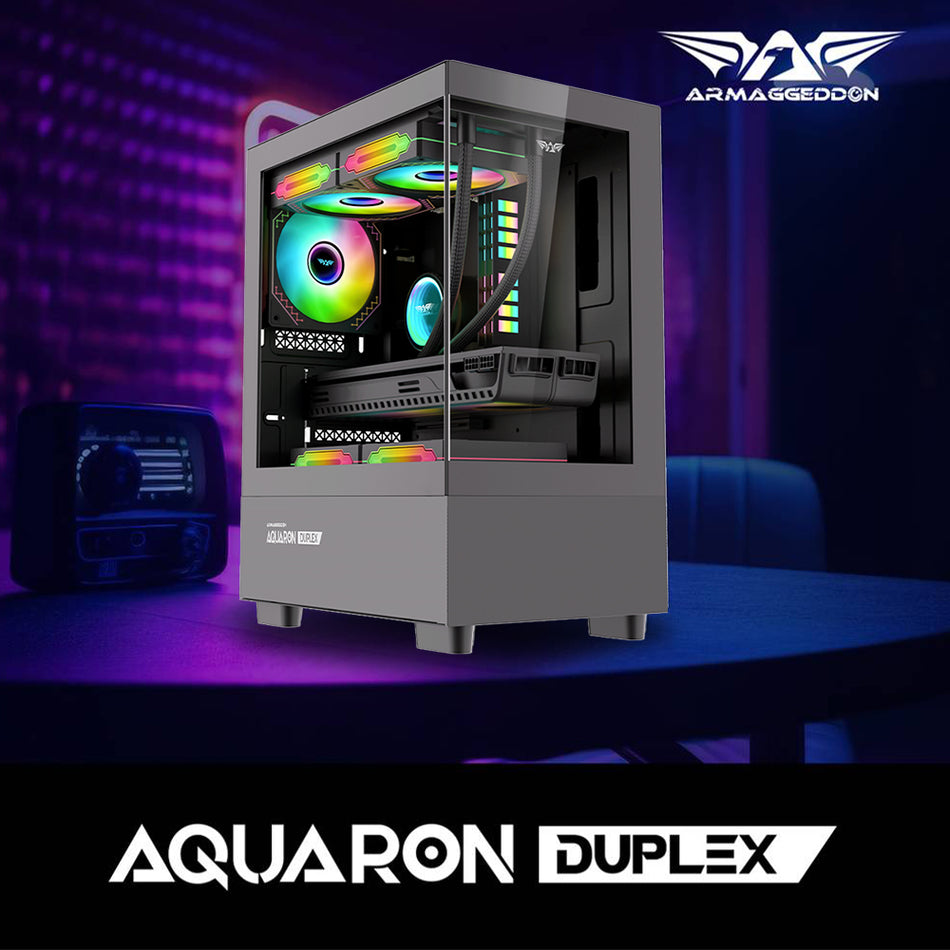 ARMAGGEDDON MICRO ATX GAMING PC CASE AQUARON DUPLEX BLACK