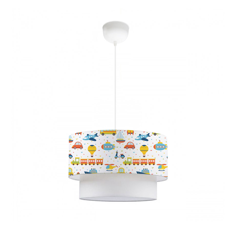 GLOBOSTAR® TRAIN 204-0009 Παιδικό Κρεμαστό Φωτιστικό Οροφής με Ντουί 1 x E27 AC 220-240V IP20 - Πολύχρωμο - Μ30 x Π30 x Υ24cm