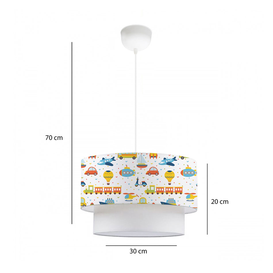 GLOBOSTAR® TRAIN 204-0009 Παιδικό Κρεμαστό Φωτιστικό Οροφής με Ντουί 1 x E27 AC 220-240V IP20 - Πολύχρωμο - Μ30 x Π30 x Υ24cm