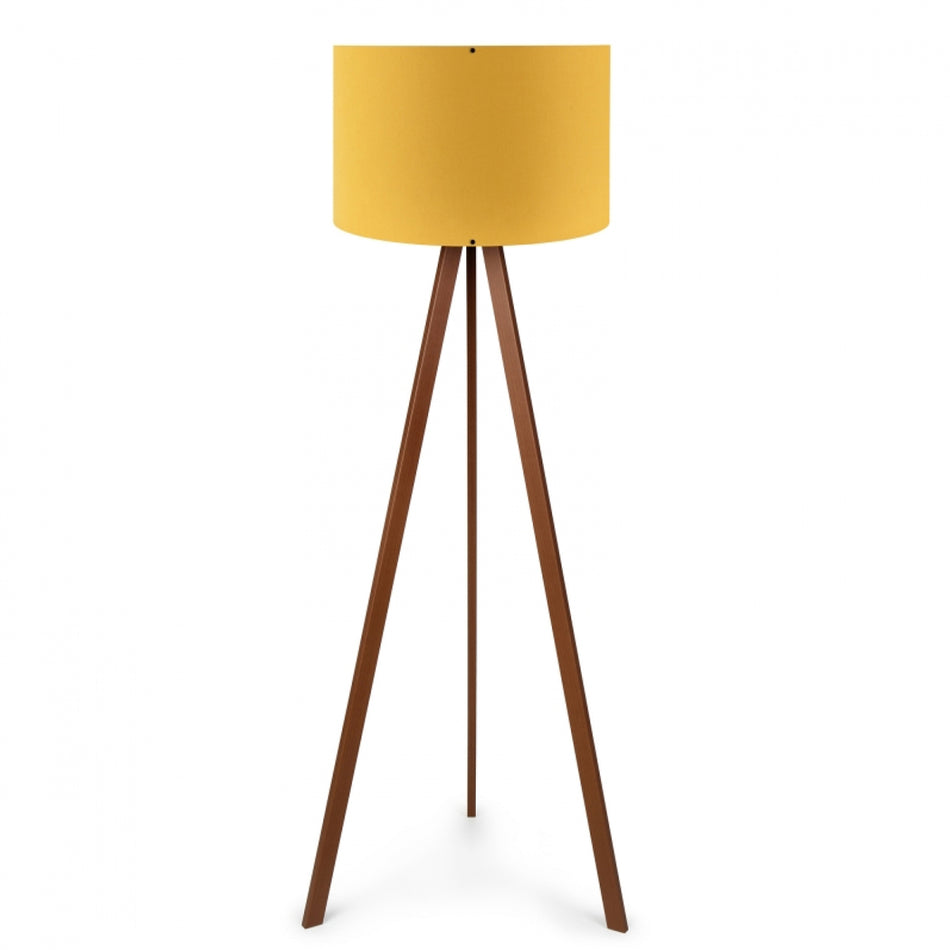 GLOBOSTAR® SAGA 204-0033 Μοντέρνο Επιδαπέδιο Φωτιστικό με Ντουί 1 x E27 AC 220-240V IP20 - Καφέ & Κίτρινο - Μ38 x Π38 x Υ140cm