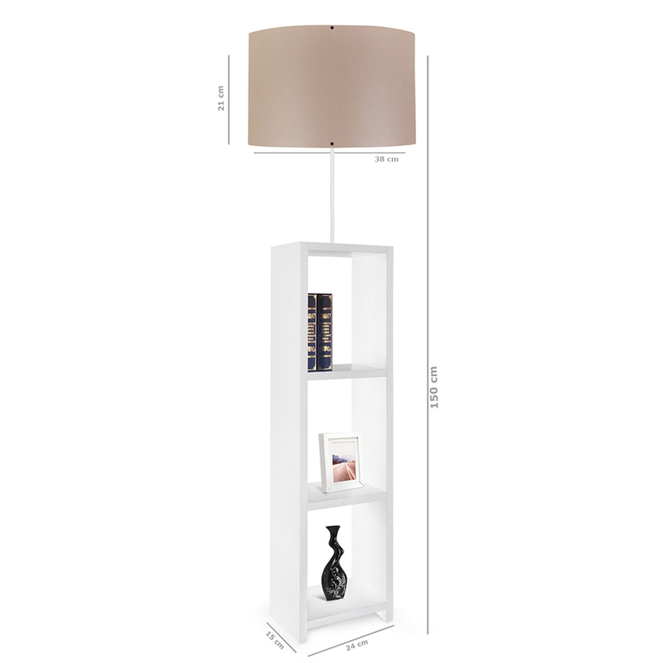 GLOBOSTAR® WOODO 204-0052 Μοντέρνο Επιδαπέδιο Φωτιστικό με Ντουί 1 x E27 AC 220-240V IP20 - Λευκό & Μπεζ - Μ38 x Π38 x Υ150cm