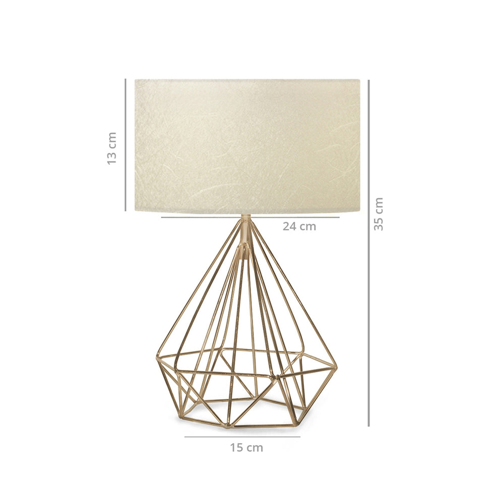 GLOBOSTAR® DIAMOND 204-0084 Μοντέρνο Επιτραπέζιο Φωτιστικό Πορτατίφ με Ντουί 1 x E27 AC 220-240V IP20 - Χρυσό & Μπεζ - Μ24 x Π24 x Υ35cm