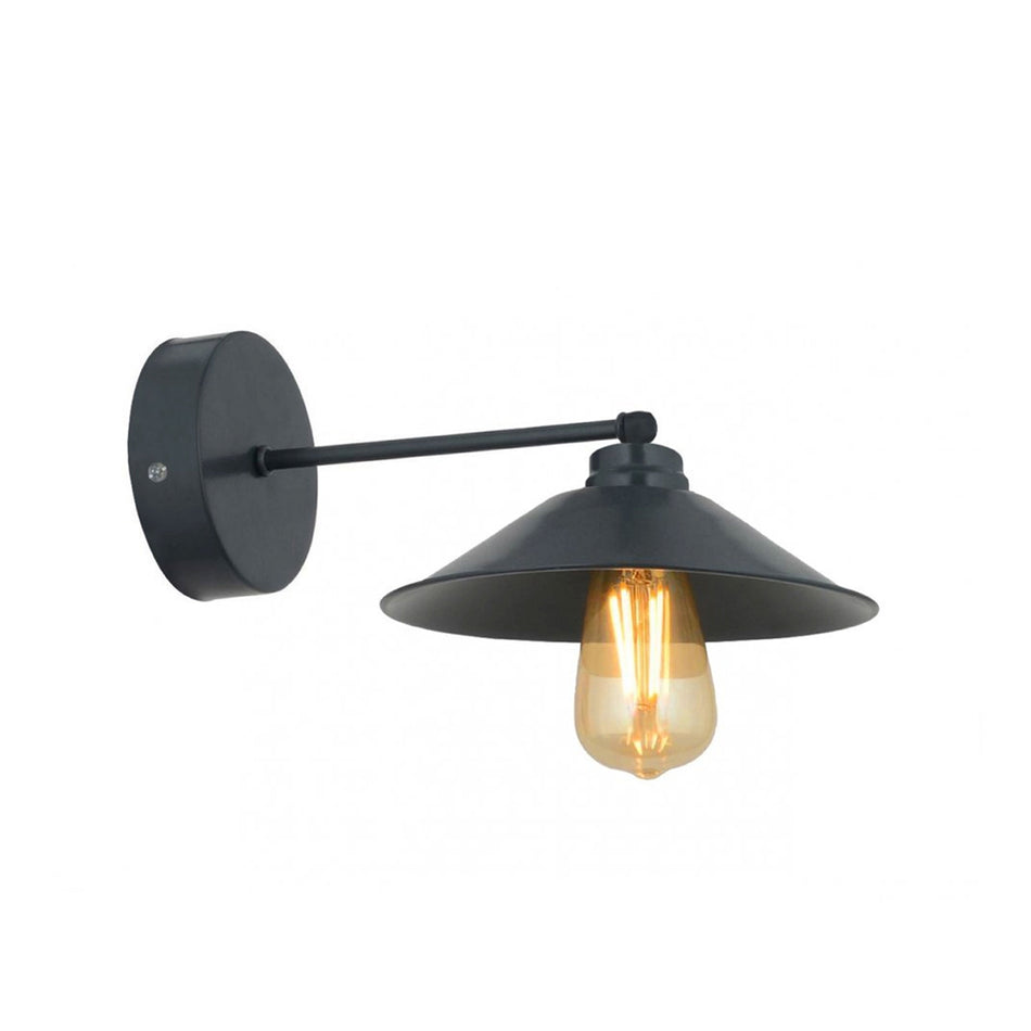 GLOBOSTAR® CATERPILLAR 204-0115 Μοντέρνο Φωτιστικό Τοίχου - Απλίκα με Ντουί 1 x E27 AC 220-240V IP20 - Μαύρο - Μ22 x Π25 x Υ14cm