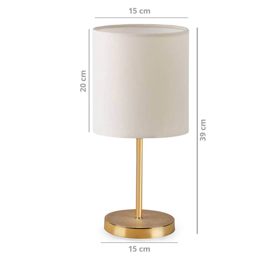 GLOBOSTAR® GLOSSY 204-0078 Μοντέρνο Επιτραπέζιο Φωτιστικό Πορτατίφ με Ντουί 1 x E27 AC 220-240V IP20 - Χρυσό & Μπεζ - Μ15 x Π15 x Υ39cm