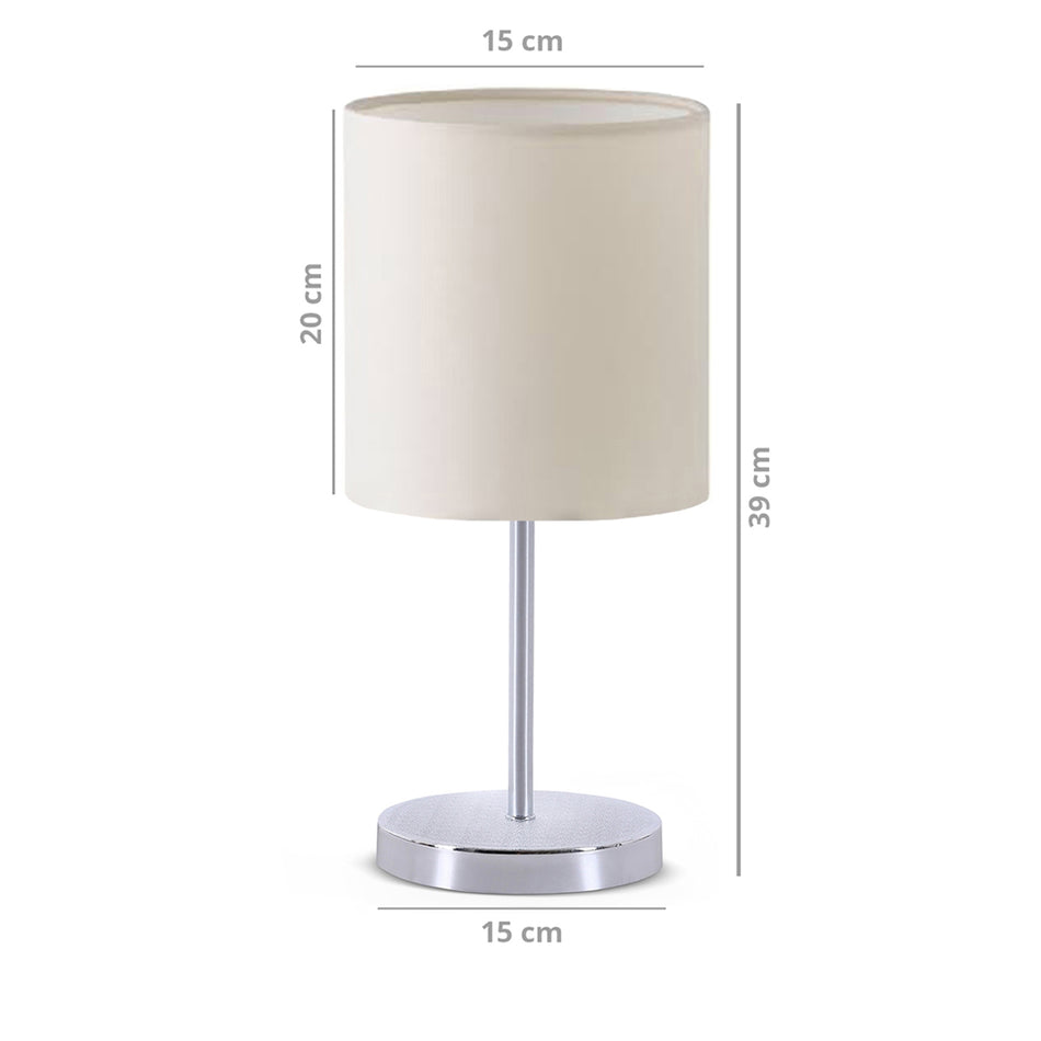 GLOBOSTAR® GLOSSY 204-0077 Μοντέρνο Επιτραπέζιο Φωτιστικό Πορτατίφ με Ντουί 1 x E27 AC 220-240V IP20 - Ασημί & Μπεζ - Μ15 x Π15 x Υ39cm