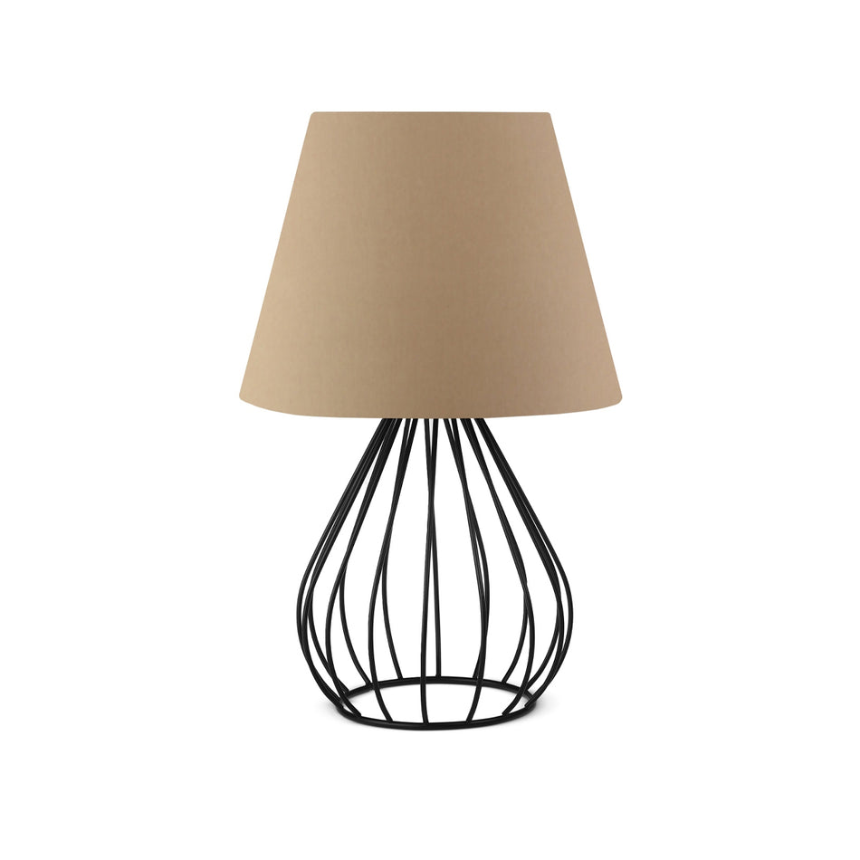 GLOBOSTAR® CLASS 204-0079 Μοντέρνο Επιτραπέζιο Φωτιστικό Πορτατίφ με Ντουί 1 x E27 AC 220-240V IP20 - Μαύρο & Μπεζ - Μ22 x Π22 x Υ36cm