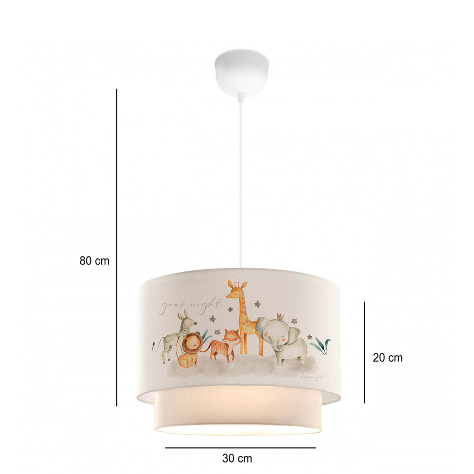 GLOBOSTAR® GIRAFFE 204-0007 Παιδικό Κρεμαστό Φωτιστικό Οροφής με Ντουί 1 x E27 AC 220-240V IP20 - Πολύχρωμο - Μ30 x Π30 x Υ24cm