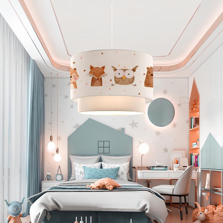 GLOBOSTAR® OWL 204-0001 Παιδικό Κρεμαστό Φωτιστικό Οροφής με Ντουί 1 x E27 AC 220-240V IP20 - Πολύχρωμο - Μ30 x Π30 x Υ24cm