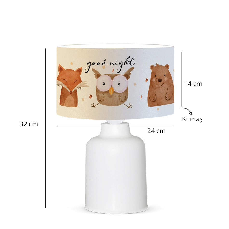 GLOBOSTAR® OWL 204-0024 Παιδικό Επιτραπέζιο Φωτιστικό Πορτατίφ με Ντουί 1 x E27 AC 220-240V IP20 - Πολύχρωμο - Μ24 x Π24 x Υ32cm