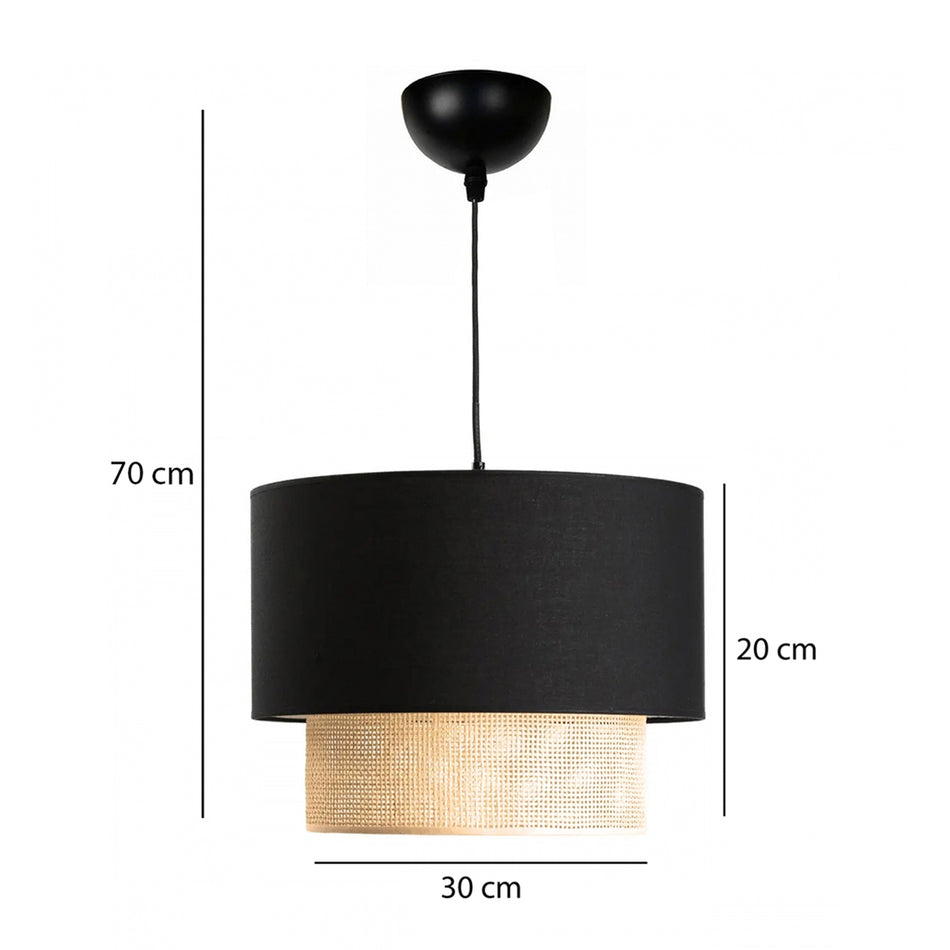 GLOBOSTAR® BIGGIE 204-0098 Μοντέρνο Κρεμαστό Φωτιστικό Οροφής με Ντουί 1 x E27 AC 220-240V IP20 - Μαύρο & Μπεζ - Μ30 x Π30 x Υ26cm