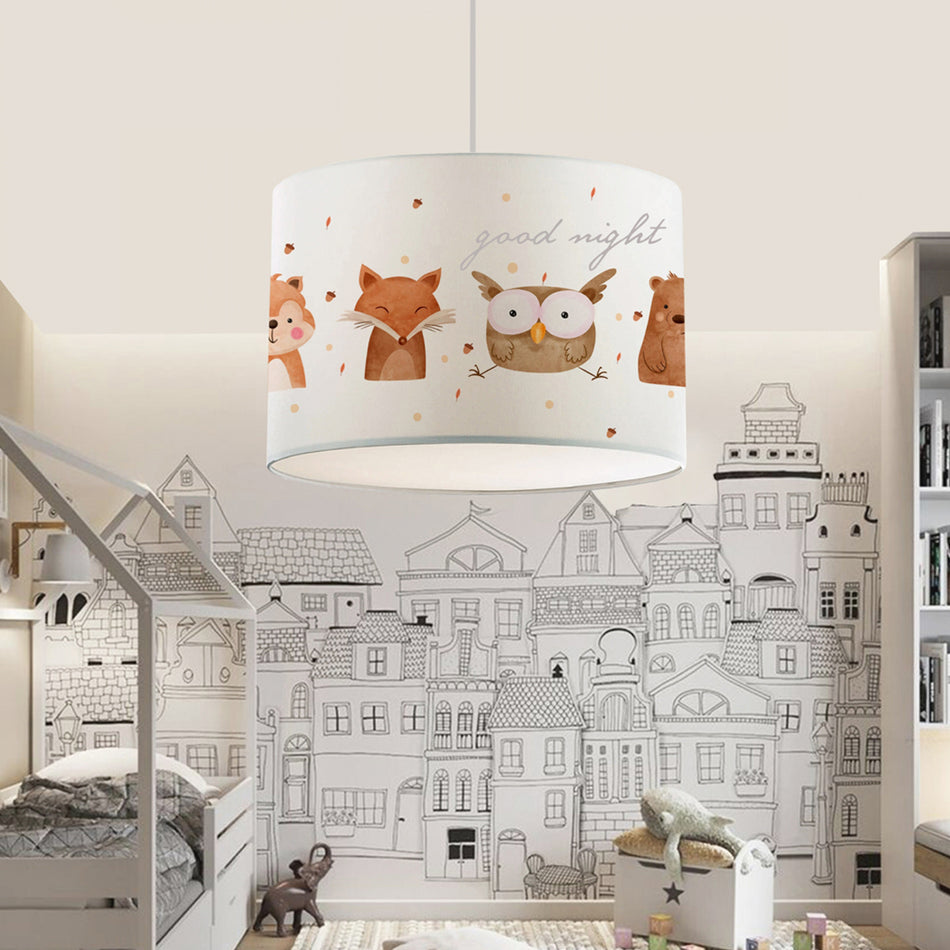 GLOBOSTAR® OWL 204-0017 Παιδικό Κρεμαστό Φωτιστικό Οροφής με Ντουί 1 x E27 AC 220-240V IP20 - Πολύχρωμο - Μ28 x Π28 x Υ24cm