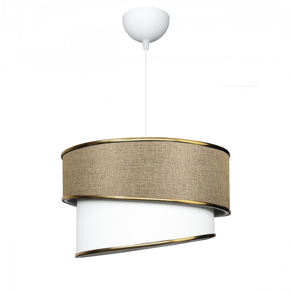 GLOBOSTAR® CYCLOP 204-0104 Μοντέρνο Κρεμαστό Φωτιστικό Οροφής με Ντουί 1 x E27 AC 220-240V IP20 - Μπεζ & Λευκό - Μ30 x Π30 x Υ24cm