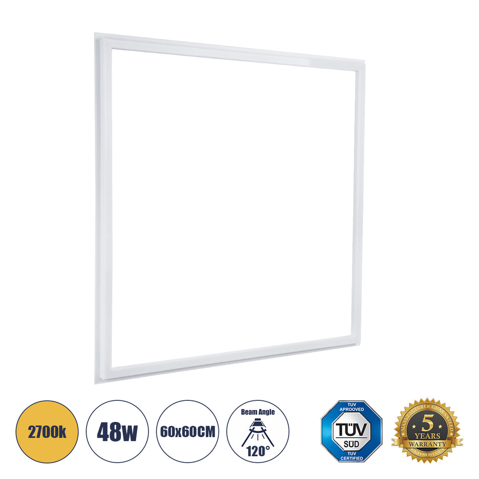 FRAMELIN 60370 Χωνευτό Panel Οροφής 60x60 LED 48W 5280lm 120° CRI≥85Ra UGR<19  IP20 Θερμό Λευκό 2700K - Lumileds SMD Chip & TÜV SÜD Driver - Λευκό Γαλακτερό - Μ60 x Π60 x Υ1.5cm / Q56 x 56cm - 5 Χρόνια Εγγύηση