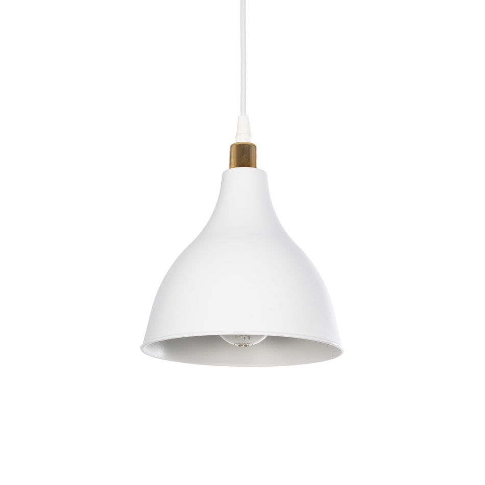 GLOBOSTAR® RADE 203-0125 Μοντέρνο Κρεμαστό Φωτιστικό Οροφής με Ντουί 1 x E27 AC 220-240V IP20 - Λευκό & Χρυσό - Μ18.5 x Π18.5 x Υ23cm