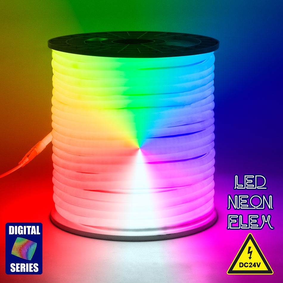 GLOBOSTAR® NEOTUBE 70589 Ψηφιακή Pixel Addressable Ταινία Neon Flex LED 18W/m 900lm/m 360° DC 24V Αδιάβροχο IP65 60 x SMD5050 Chip/m 10 x Pixel/m Πολύχρωμο RGB Dimmable SPI/TTL Protocol IC WS2811 - Sanan SMD Chip - Μ100 x Π2.1 x Υ2.1cm - 3 Χρόνια Εγγύηση