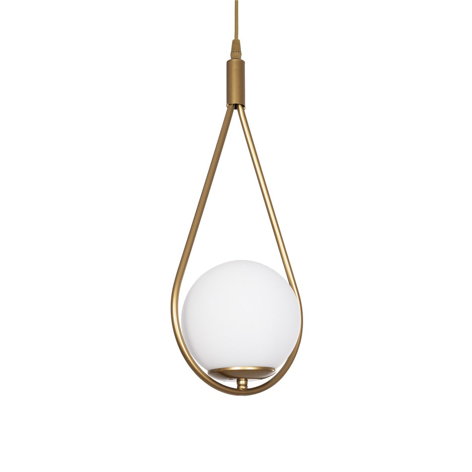 GLOBOSTAR® DROP 201-0034 Vintage Κρεμαστό Φωτιστικό Οροφής με Ντουί 1 x E27 AC 220-240V IP20 - Χρυσό & Λευκό - Μ20 x Π15 x Υ47cm