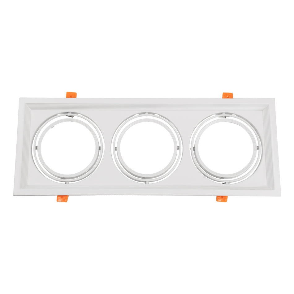 GLOBOSTAR® VITA 77856 Χωνευτή Κινούμενη Βάση για 3 x Σποτ AR111 για Ντουί GU10/GU5.3 IP20 - Λευκό - Μ48.7 x Π18 x Υ5.5cm / Q47.5 x 17cm