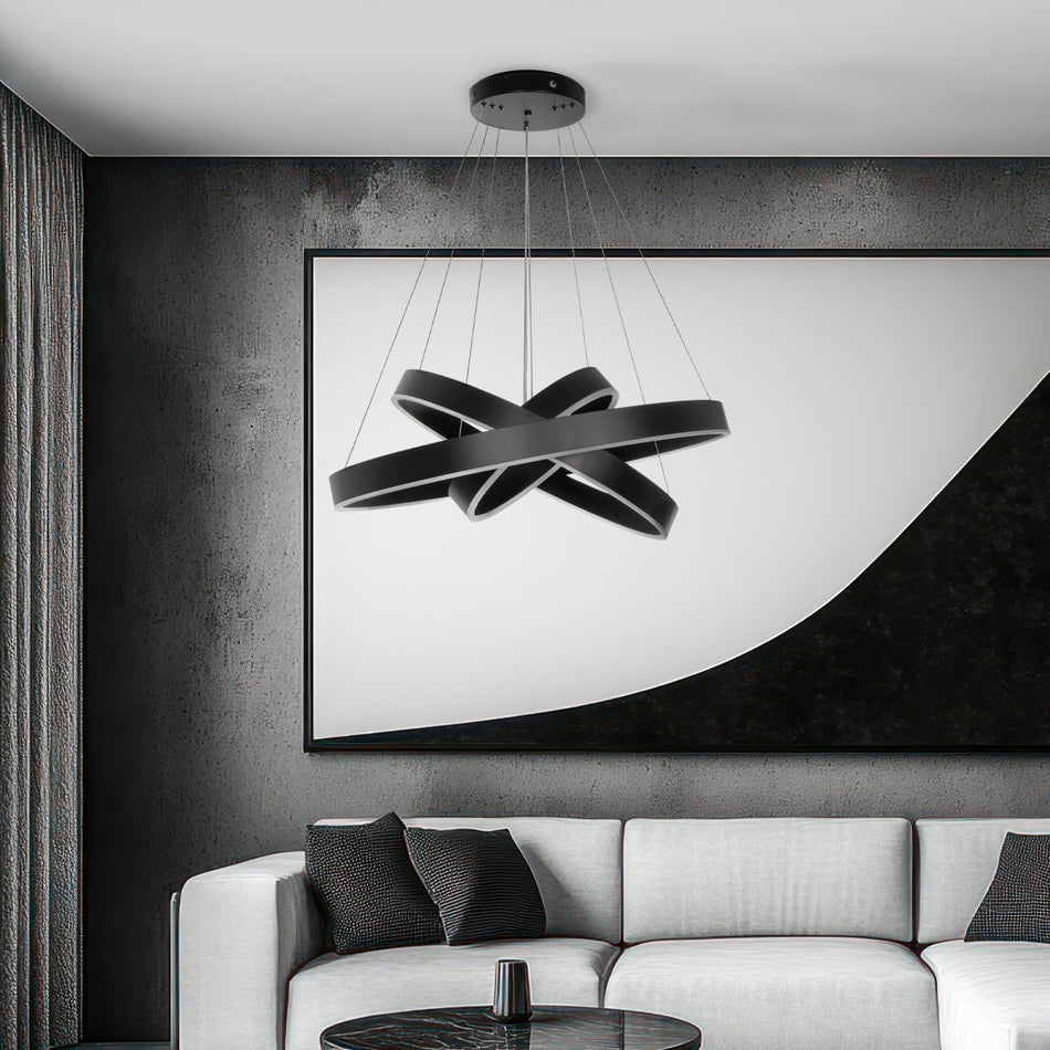 kelvo® VENOM KLV-101-0199-V2 Κρεμαστό Φωτιστικό Οροφής LED 120W 12000lm 120° AC 220-240V IP20 Ρυθμιζόμενο Λευκό CCT με Χειριστήριο από 2700K έως 6000K Dimmable - Lumileds SMD Chip - Μαύρο Ματ - Μ80 x Π80 x Υ80cm - 3 Χρόνια Εγγύηση