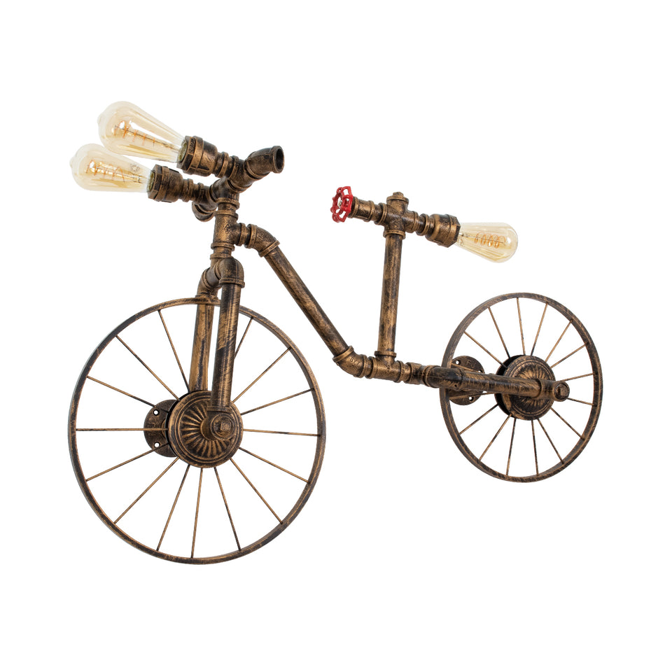 GLOBOSTAR® SWIFTWALKER 00659 Vintage Φωτιστικό Τοίχου - Απλίκα με Ντουί 3 x E27 AC 220-240V IP20 - Χάλκινο - Μ85 x Π29.5 x Υ55cm