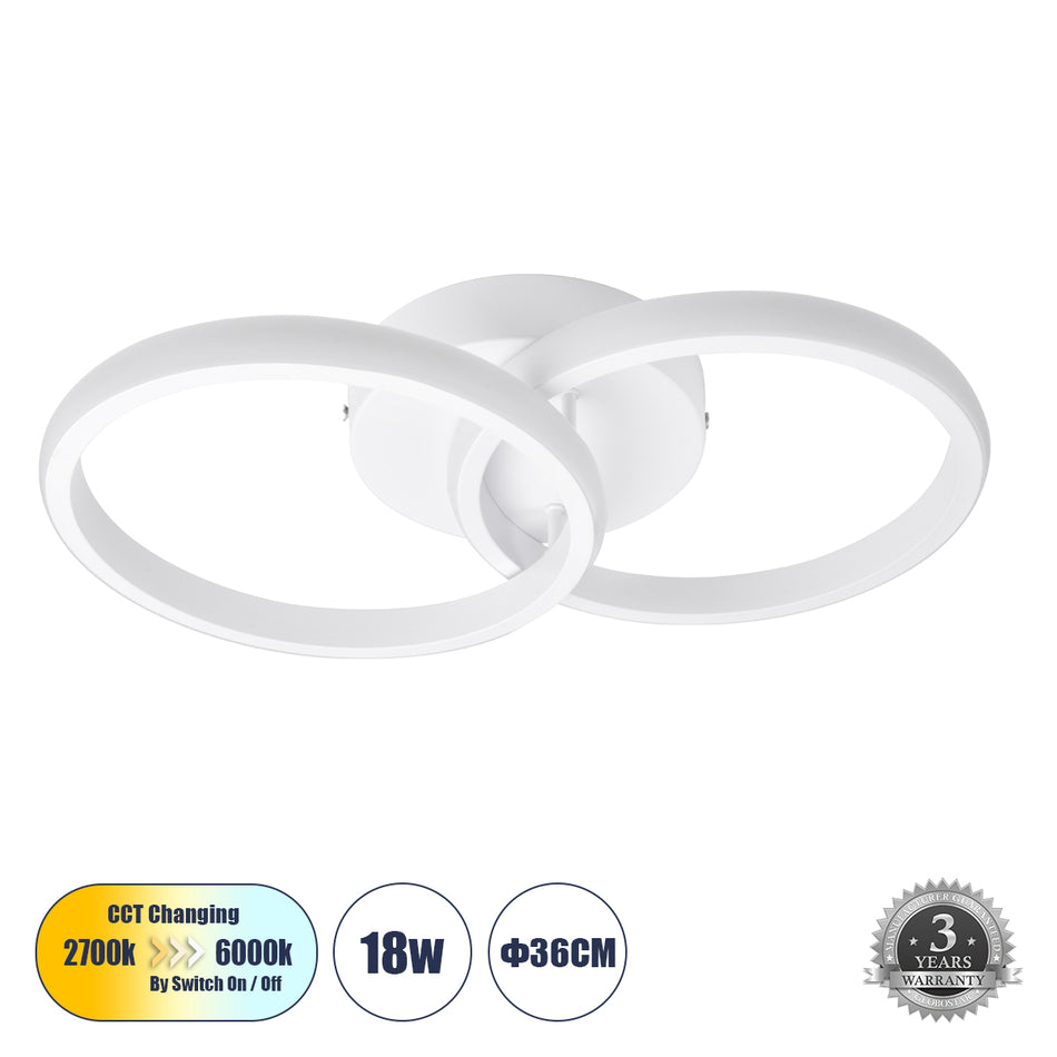 CORA 61059 Μοντέρνο Φωτιστικό Οροφής LED 18W 2160lm 300° IP20 Ρυθμιζόμενο Λευκό CCT με On/Off 2700K/4500K/6000K