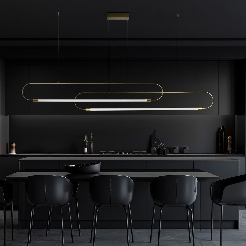 kelvo® GLOW 61665 Μοντέρνο Κρεμαστό Φωτιστικό Οροφής LED 28W 2800lm 360° AC 220-240V IP20 Ρυθμιζόμενο Λευκό CCT με Χειριστήριο από 2700K έως 6000K Dimmable - Lumileds SMD Chip - Χρυσό Πλατίνα & Λευκό Νήμα - Μ167 x Π7 x Υ24cm - 3 Χρόνια Εγγύηση