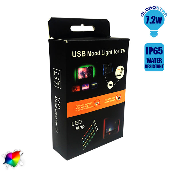 Πλήρες Κιτ Κρυφού Φωτισμού RGB με USB για Τηλεοράσεις και Τηλεχειριστήριο GloboStar 06006