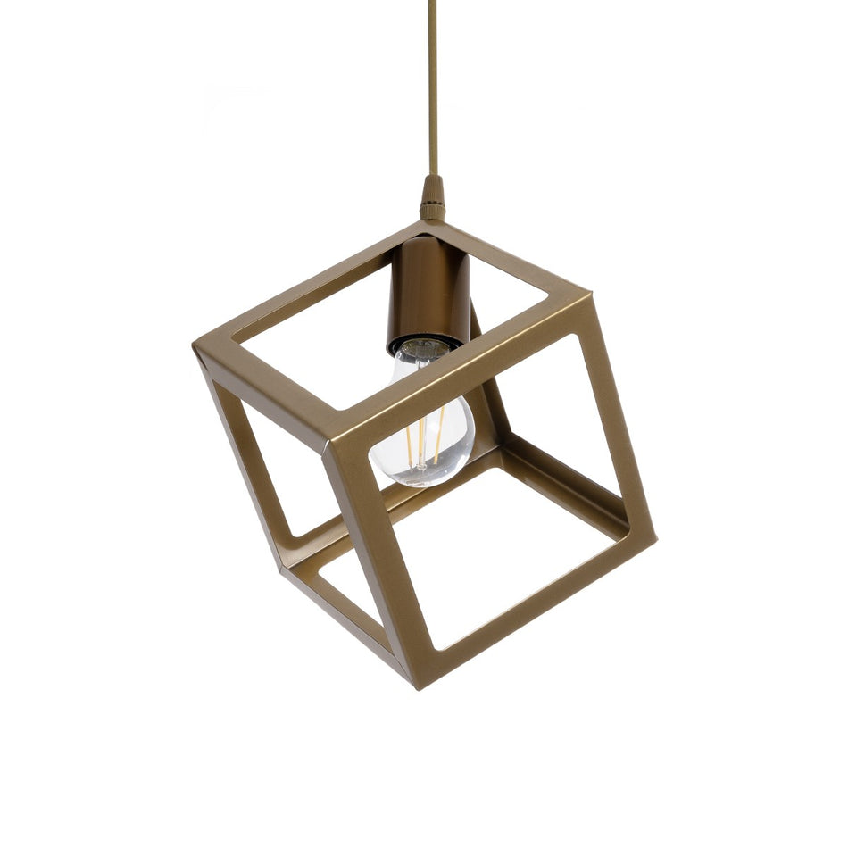 GLOBOSTAR® DISE 201-0055 Μοντέρνο Κρεμαστό Φωτιστικό Οροφής με Ντουί 1 x E27 AC 220-240V IP20 - Χρυσό - Μ28 x Π28 x Υ31cm