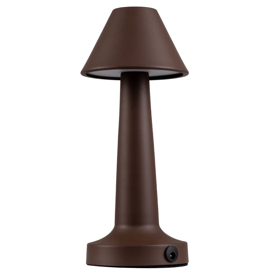 GloboStar® MOLLY 76519 Επαναφορτιζόμενο Επιτραπέζιο Φωτιστικό Πορτατίφ LED 1.5W 105lm 120° DC 5V IP44 Θερμό Λευκό 2700K Dimmable Καφέ Αλουμίνιο - Μ10 x Π10 x Υ23cm - 2 Xρόνια Εγγύηση