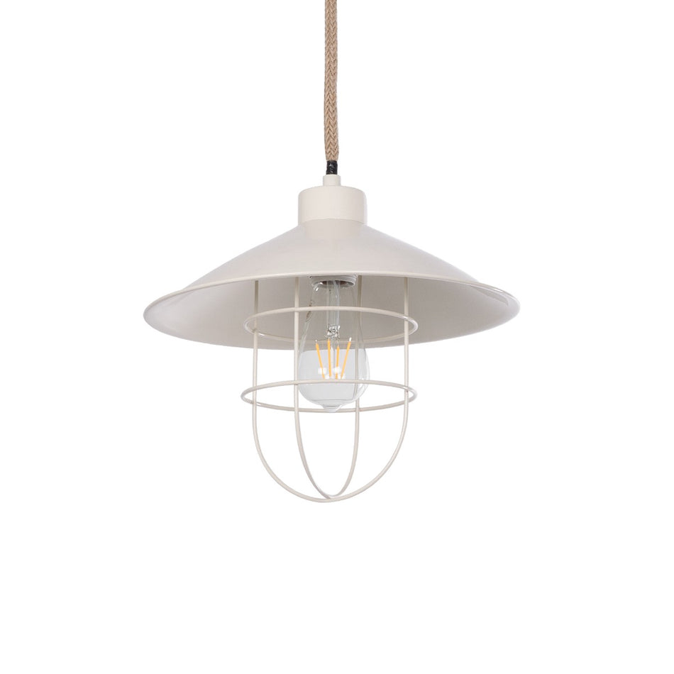 GLOBOSTAR® TULUB 203-0010 Vintage Κρεμαστό Φωτιστικό Οροφής με Ντουί 1 x E27 AC 220-240V IP20 - Λευκό & Μπεζ - Μ33 x Π33 x Υ30cm