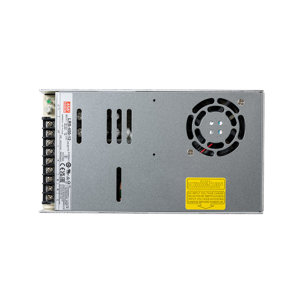 LRS-450-12 90786 MEANWELL Ρυθμιζόμενο Μεταλλικό Τροφοδοτικό PELV για Προϊόντα LED 450W 37.5A - AC 220-240V σε DC 12V - Ρυθμιζόμενο από 10.2VDC έως 13.8VDC - IP20 Μ22.5 x Π12.4 x Υ3.5cm - 3 Χρόνια Εγγύηση