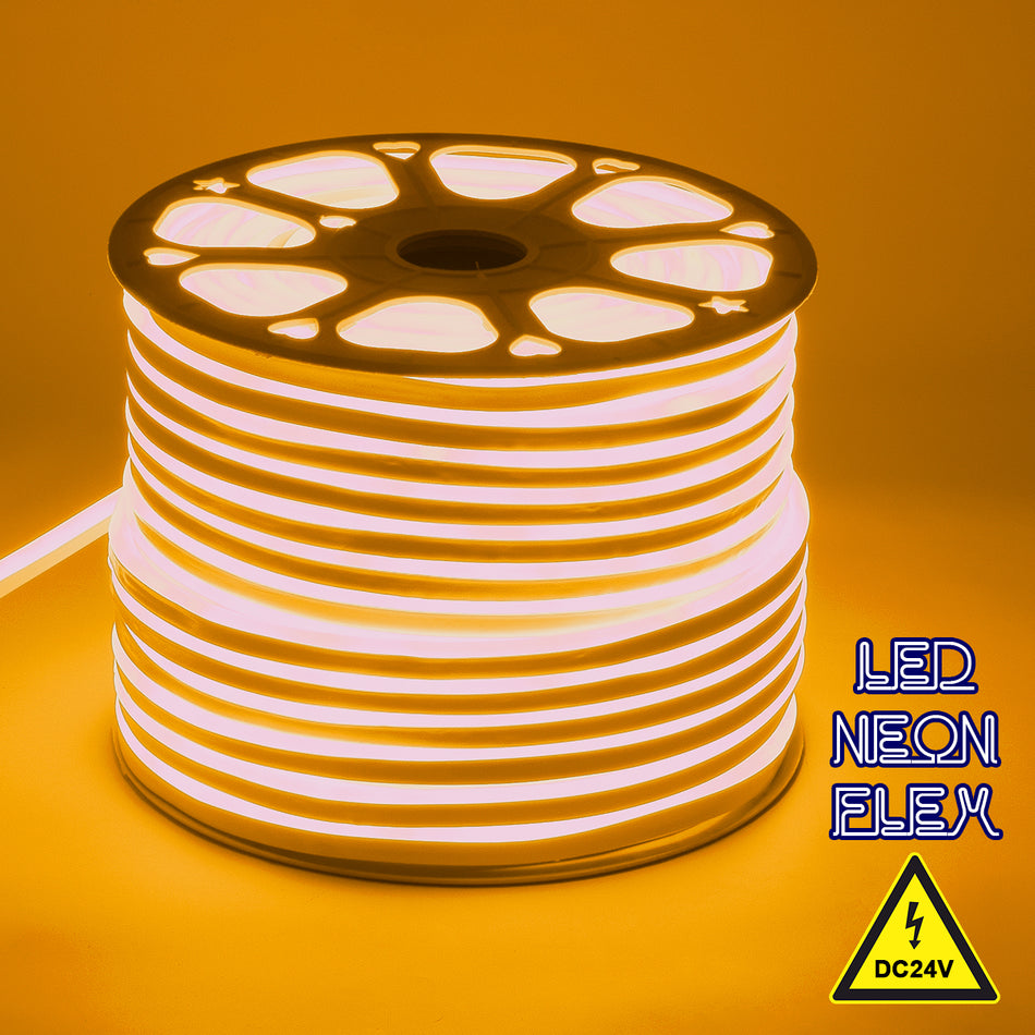 GLOBOSTAR® NEOVALE 70566 Ταινία Neon Flex LED 12W/m 720lm/m 120° DC 24V Αδιάβροχο IP65 120 x SMD2835 Chip/m Ultra Θερμό Λευκό 2200K Dimmable - Sanan SMD Chip - Μ100 x Π0.8 x Υ1.6cm - 3 Χρόνια Εγγύηση
