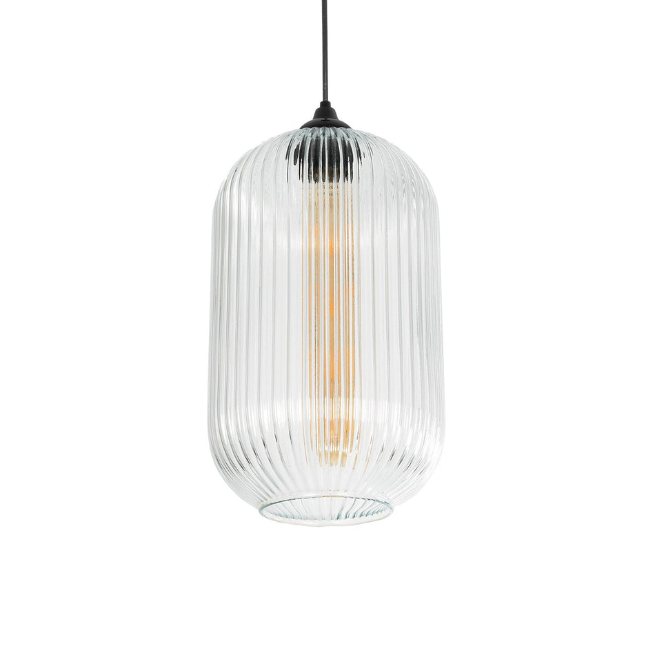 MELONI 206-0017 Μοντέρνο Κρεμαστό Φωτιστικό Οροφής με Ντουί 1 x E27 AC 220-240V IP20 - Διάφανο - Μ20 x Π20 x Υ38cm