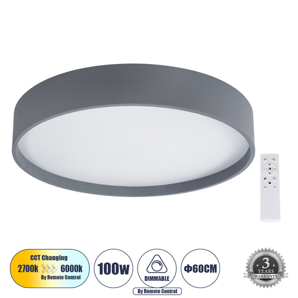 NARNIA 61260 LED-Deckenleuchte CCT 100 W 11500 lm 120° AC 220–240 V – Beleuchtung per Fernbedienung schalten, alles in einem, kalt 6000 K + natürlich 4500 K + warm 2700 K, dimmbar – 3 Jahre Garantie