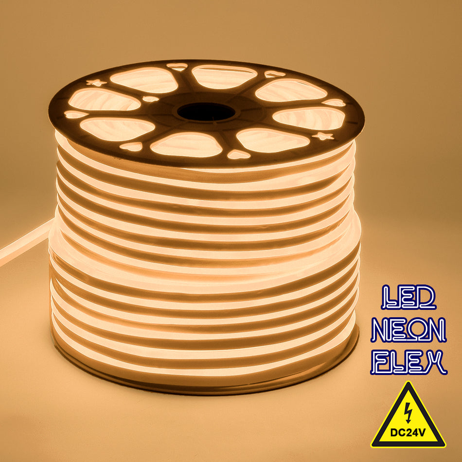 GLOBOSTAR® NEOVALE 70562 Ταινία Neon Flex LED 12W/m 840lm/m 120° DC 24V Αδιάβροχο IP65 120 x SMD2835 Chip/m Θερμό Λευκό 2700K Dimmable - Sanan SMD Chip - Μ100 x Π0.8 x Υ1.6cm - 3 Χρόνια Εγγύηση