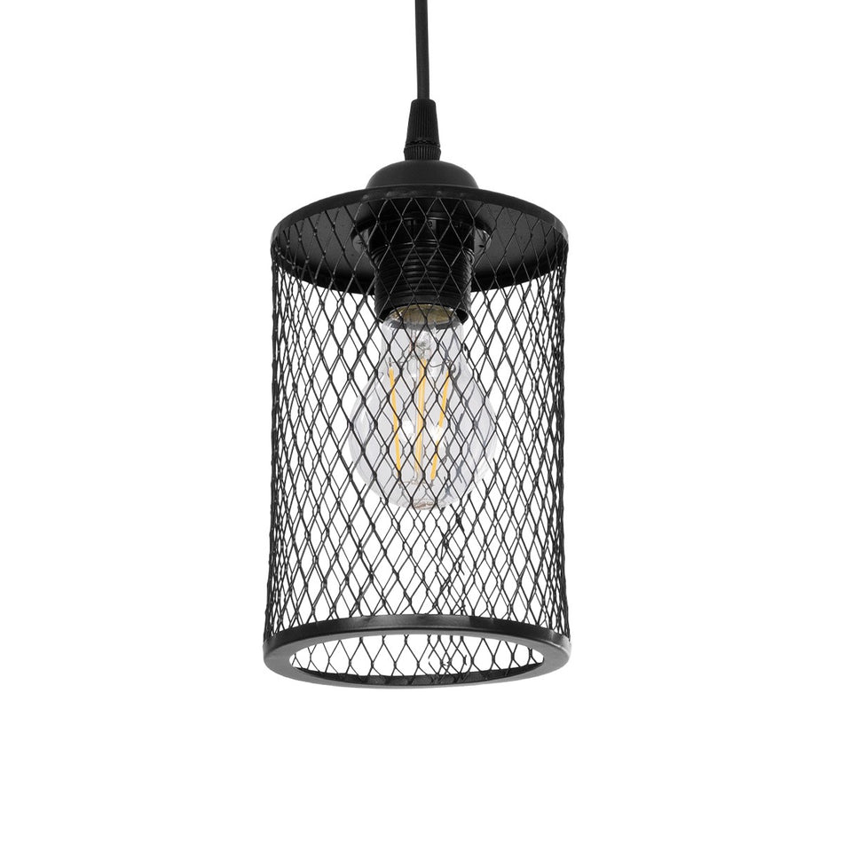 GLOBOSTAR® NOVAON 201-0058 Μοντέρνο Κρεμαστό Φωτιστικό Οροφής με Ντουί 1 x E27 AC 220-240V IP20 - Μαύρο - Μ12 x Π12 x Υ23cm