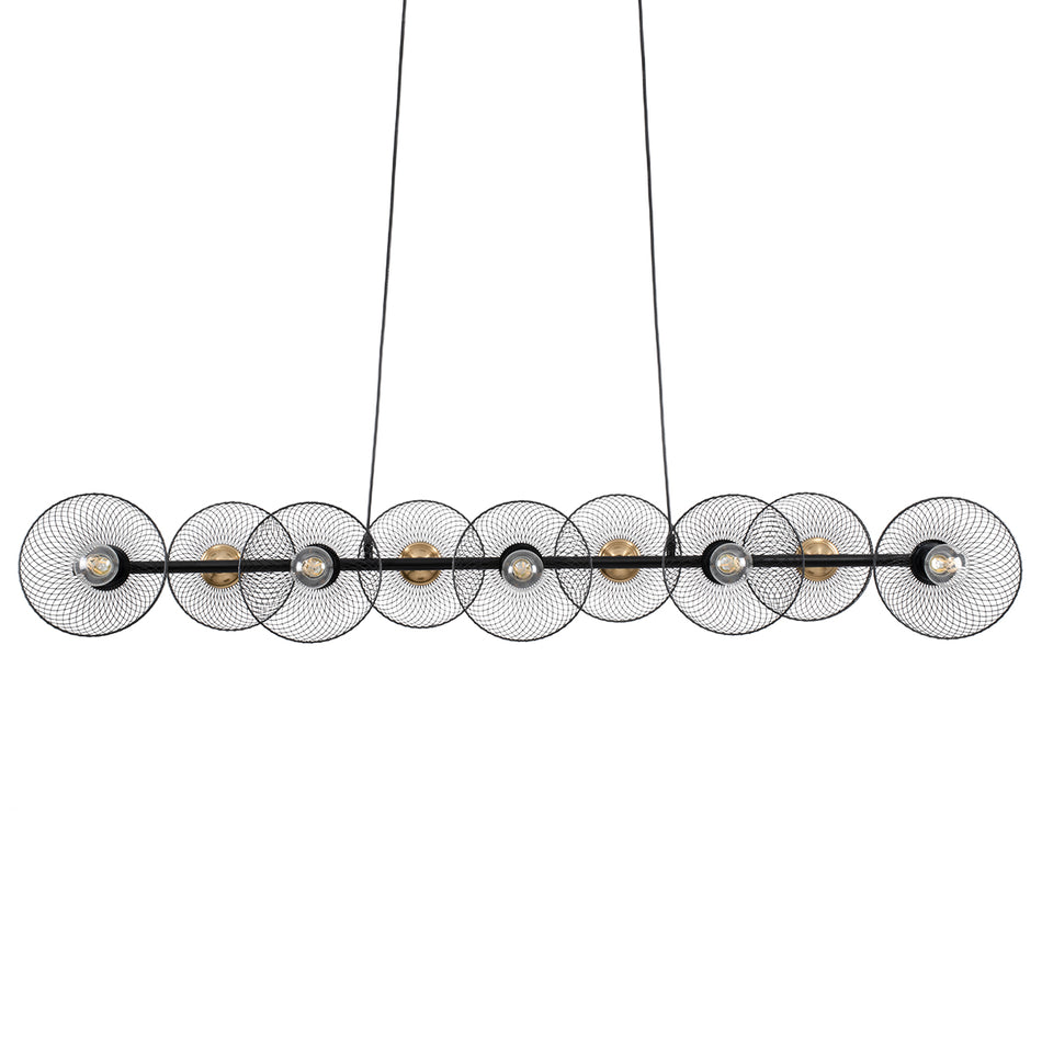 GLOBOSTAR® VERONA 00588 Μοντέρνο Κρεμαστό Φωτιστικό Οροφής με Ντουί 9 x E27 AC 220-240V IP20 - Μαύρο & Χρυσό - Μ140 x Π28 x Υ20cm