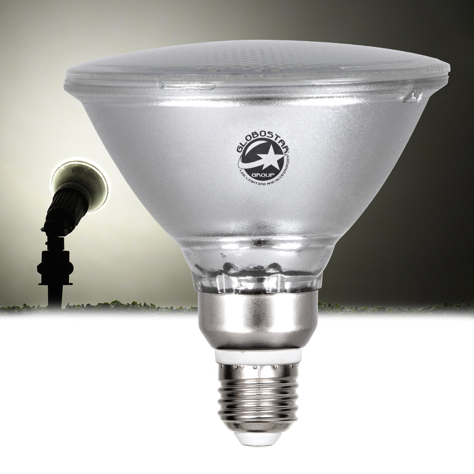 GLOBOSTAR® GARDENPAR 60227 Σποτ E27 PAR38 Σκληρού Υάλου LED 18W 1900lm 60° AC 220-240V Αδιάβροχο IP65 Φυσικό Λευκό 4500K - Μ12 x Π12 x Υ13cm - 3 Χρόνια Εγγύηση