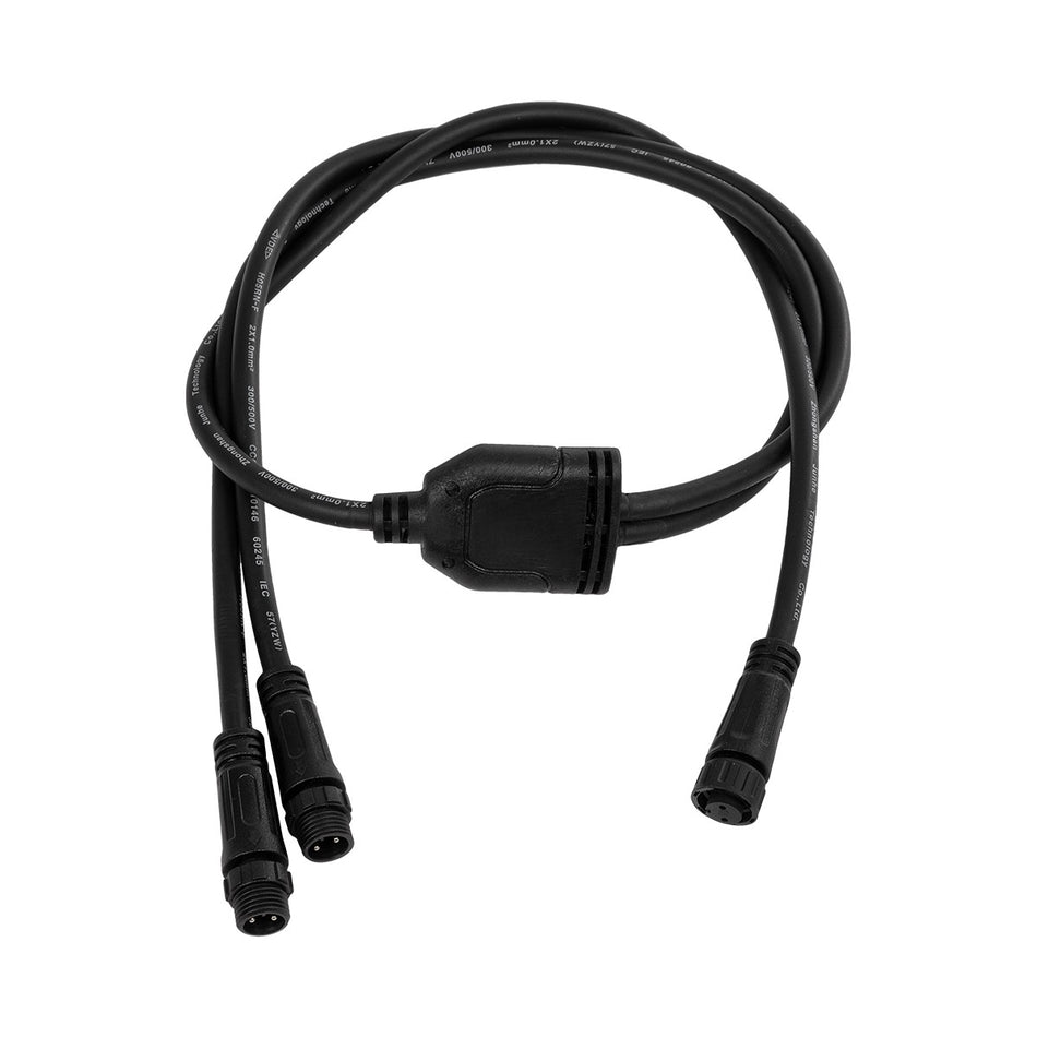 CONNECTOR 60954 2 Pin Καλώδιο/Επέκταση Τ 1 Μέτρου με Είσοδο 1 x Αρσενικό Βύσμα & Έξοδο 2 x Θηλυκά Βύσματα Αδιάβροχο IP68 - Μαύρο - Μ100 x Π3.7 x Υ1.4cm