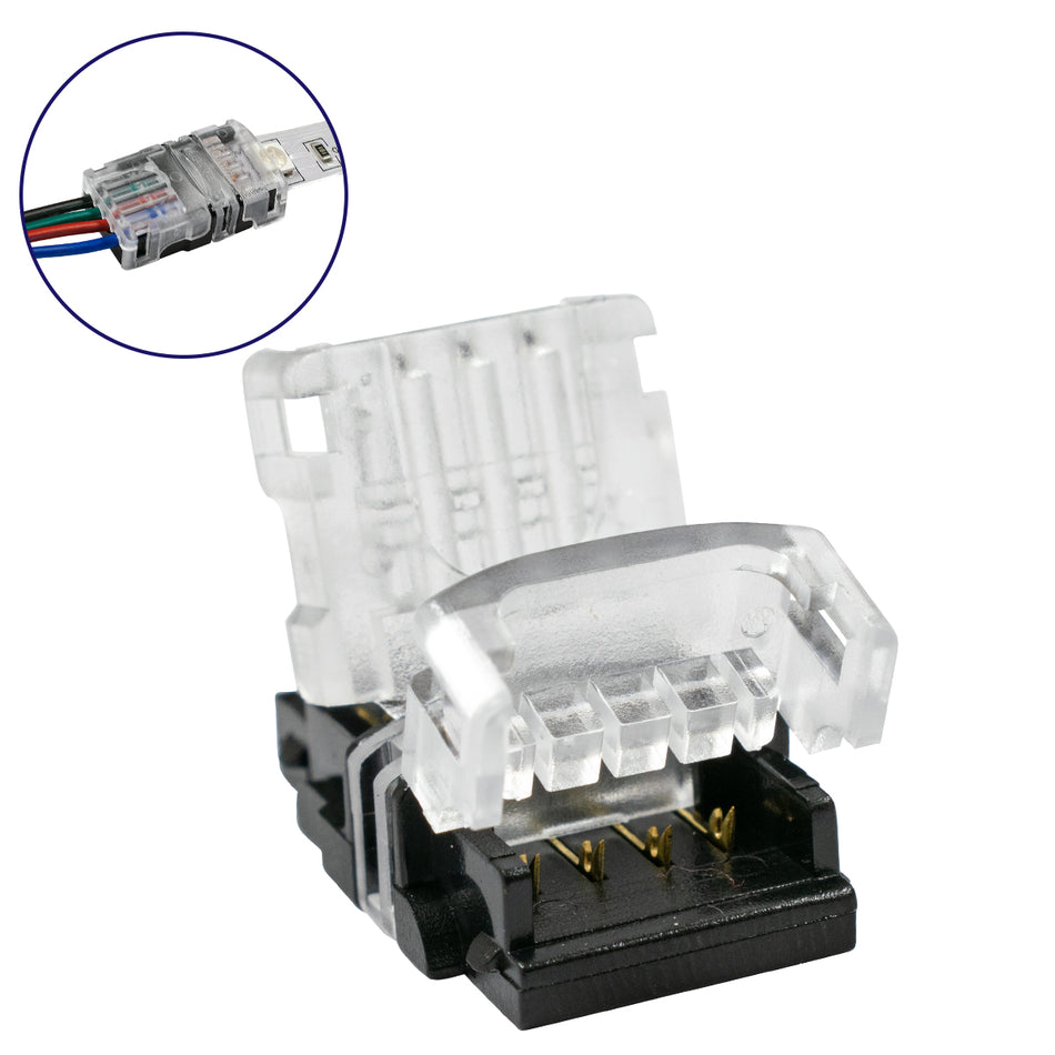 STRIPCON 70722 Ταχυσύνδεσμος για RGB Ταινία LED 10mm σε 4 Καλώδια IP20 - Διάφανο - Μ1.5 x Π2.4 x Υ0.8cm