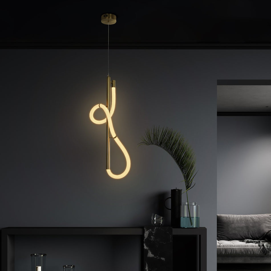 kelvo® GLOW 61681 Μοντέρνο Κρεμαστό Φωτιστικό Οροφής LED 24W 2400lm 360° AC 220-240V IP20 Ρυθμιζόμενο Λευκό CCT με On/Off 2700K/4500K/6000K - Lumileds SMD Chip - Χρυσό Πλατίνα & Λευκό Νήμα - Μ30 x Π17 x Υ66cm - 3 Χρόνια Εγγύηση